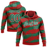 Custom Stitched Red Kelly Green-White 3D Pattern Design Splash Torn Paper Style Sports Pullover Sweatshirt Hoodie