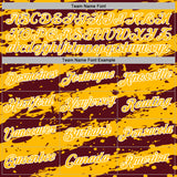 Custom Stitched Burgundy Gold-White 3D Pattern Design Splash Torn Paper Style Sports Pullover Sweatshirt Hoodie