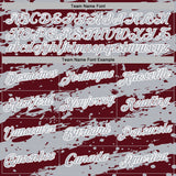 Custom Stitched Burgundy Gray-White 3D Pattern Design Splash Torn Paper Style Sports Pullover Sweatshirt Hoodie