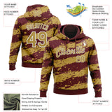 Custom Stitched Burgundy Old Gold-White 3D Pattern Design Splash Torn Paper Style Sports Pullover Sweatshirt Hoodie