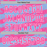 Custom Stitched Light Blue Pink-White 3D Pattern Design Splash Torn Paper Style Sports Pullover Sweatshirt Hoodie