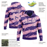 Custom Stitched Purple Light Pink-White 3D Pattern Design Splash Torn Paper Style Sports Pullover Sweatshirt Hoodie