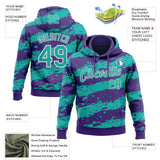 Custom Stitched Purple Aqua-White 3D Pattern Design Splash Torn Paper Style Sports Pullover Sweatshirt Hoodie