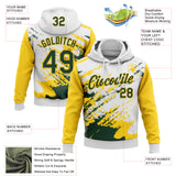 Custom Stitched White Green-Yellow 3D Pattern Design Abstract Fragment Art Splash Sports Pullover Sweatshirt Hoodie
