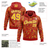 Custom Stitched Red Gold-White 3D Pattern Design Line Sports Pullover Sweatshirt Hoodie
