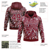 Custom Stitched Crimson White 3D Pattern Design Line Sports Pullover Sweatshirt Hoodie
