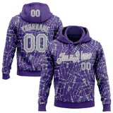 Custom Stitched Purple Gray-White 3D Pattern Design Line Sports Pullover Sweatshirt Hoodie