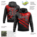 Custom Stitched Black Red-White 3D Pattern Design Line Sports Pullover Sweatshirt Hoodie
