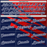 Custom Stitched Navy Red-White 3D Pattern Design Line Sports Pullover Sweatshirt Hoodie