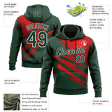 Custom Stitched Green Red-White 3D Pattern Design Line Sports Pullover Sweatshirt Hoodie