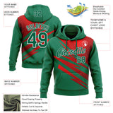 Custom Stitched Kelly Green Red-White 3D Pattern Design Line Sports Pullover Sweatshirt Hoodie