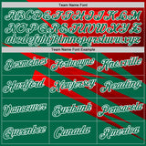 Custom Stitched Kelly Green Red-White 3D Pattern Design Line Sports Pullover Sweatshirt Hoodie