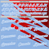 Custom Stitched Light Blue Red-White 3D Pattern Design Line Sports Pullover Sweatshirt Hoodie