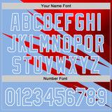 Custom Stitched Light Blue Red-White 3D Pattern Design Line Sports Pullover Sweatshirt Hoodie