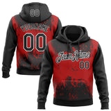 Custom Stitched Black Red-White 3D Pattern Design Abstract Splatter Grunge Art Sports Pullover Sweatshirt Hoodie