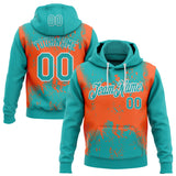 Custom Stitched Aqua Orange-White 3D Pattern Design Abstract Splatter Grunge Art Sports Pullover Sweatshirt Hoodie