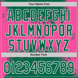 Custom Stitched Kelly Green Pink-White 3D Pattern Design Abstract Splatter Grunge Art Sports Pullover Sweatshirt Hoodie