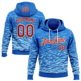 Custom Stitched Royal Red-White 3D Pattern Design Wave Sports Pullover Sweatshirt Hoodie