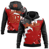 Custom Stitched Black Red Old Gold-White 3D Pattern Design Splash Torn Paper Style Sports Pullover Sweatshirt Hoodie