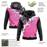 Custom Stitched Black Pink Light Blue-White 3D Pattern Design Splash Torn Paper Style Sports Pullover Sweatshirt Hoodie