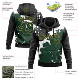 Custom Stitched Black Green Old Gold-White 3D Pattern Design Splash Torn Paper Style Sports Pullover Sweatshirt Hoodie