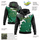 Custom Stitched Black Kelly Green Old Gold-White 3D Pattern Design Splash Torn Paper Style Sports Pullover Sweatshirt Hoodie