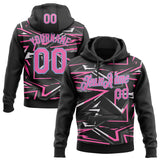Custom Stitched Black Pink Light Blue-White 3D Pattern Design Line Sports Pullover Sweatshirt Hoodie