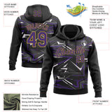 Custom Stitched Black Purple Old Gold-White 3D Pattern Design Line Sports Pullover Sweatshirt Hoodie