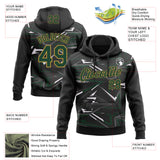 Custom Stitched Black Green Old Gold-White 3D Pattern Design Line Sports Pullover Sweatshirt Hoodie