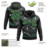 Custom Stitched Black Kelly Green Old Gold-White 3D Pattern Design Line Sports Pullover Sweatshirt Hoodie
