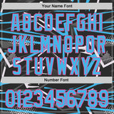 Custom Stitched Black Sky Blue Pink-White 3D Pattern Design Line Sports Pullover Sweatshirt Hoodie