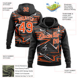 Custom Stitched Black Orange-White 3D Pattern Design Line Sports Pullover Sweatshirt Hoodie