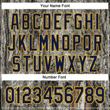 Custom Stitched Gray Navy-Gold 3D Pattern Design Tree Camo Hunting Sports Pullover Sweatshirt Hoodie