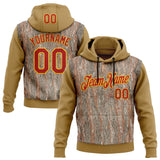 Custom Stitched Old Gold Red-Yellow 3D Pattern Design Tree Camo Hunting Sports Pullover Sweatshirt Hoodie