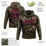 Custom Stitched Olive Navy-Fire Red 3D Pattern Design Tree Camo Hunting Sports Pullover Sweatshirt Salute To Service Hoodie