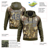 Custom Stitched Olive Steel Gray-White 3D Pattern Design Tree Camo Hunting Sports Pullover Sweatshirt Salute To Service Hoodie