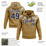 Custom Stitched Old Gold Navy-White 3D Pattern Design Tree Camo Hunting Sports Pullover Sweatshirt Hoodie