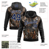 Custom Stitched Black Navy-White 3D Pattern Design Tree Camo Hunting Sports Pullover Sweatshirt Hoodie