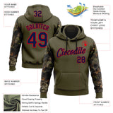 Custom Stitched Olive Navy-Fire Red 3D Pattern Design Tree Camo Hunting Sports Pullover Sweatshirt Salute To Service Hoodie