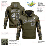 Custom Stitched Olive Steel Gray-White 3D Pattern Design Tree Camo Hunting Sports Pullover Sweatshirt Salute To Service Hoodie