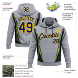 Custom Stitched Gray Navy Black Green-Gold 3D Pattern Design Sportswear Pullover Sweatshirt Hoodie