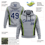 Custom Stitched Gray Navy Black Green-White 3D Pattern Design Sportswear Pullover Sweatshirt Hoodie