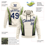 Custom Stitched Cream Navy Black Green-White 3D Pattern Design Sportswear Pullover Sweatshirt Hoodie