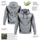 Custom Stitched Gray Steel Gray Black Green-White 3D Pattern Design Sportswear Pullover Sweatshirt Hoodie