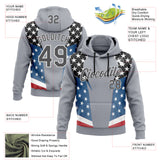 Custom Stitched Gray Steel Gray Black Blue Red-White 3D Pattern Design American Flag Inspire Patriotic Sportswear Pullover Sweatshirt Hoodie