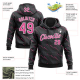 Custom Stitched Black Pink-White 3D Pattern Design Slant Lines Sports Pullover Sweatshirt Hoodie
