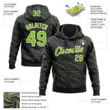 Custom Stitched Black Neon Green-White 3D Pattern Design Slant Lines Sports Pullover Sweatshirt Hoodie