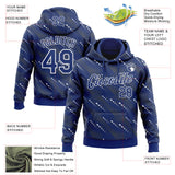 Custom Stitched Royal White 3D Pattern Design Slant Lines Sports Pullover Sweatshirt Hoodie