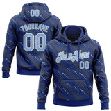 Custom Stitched Royal Light Blue-White 3D Pattern Design Slant Lines Sports Pullover Sweatshirt Hoodie
