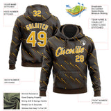 Custom Stitched Brown Gold-White 3D Pattern Design Slant Lines Sports Pullover Sweatshirt Hoodie